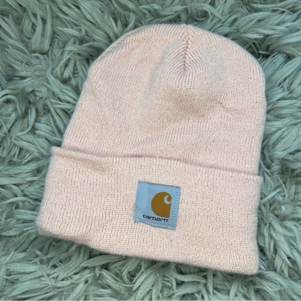 Carhartt Pink knit patch logo beanie one size